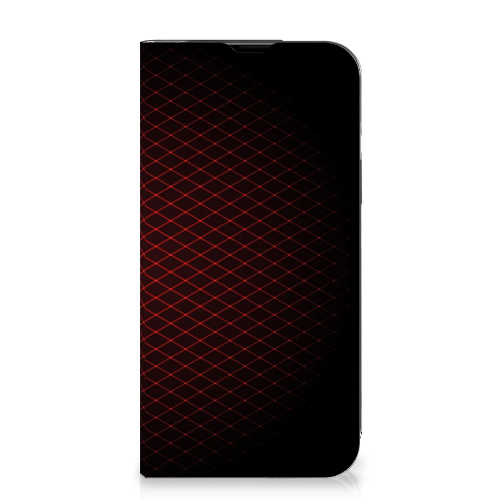 iPhone 14 Hoesje met Magneet Geruit Rood - B2C Telecom