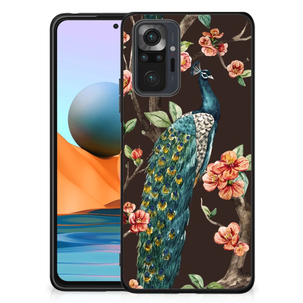 Xiaomi Redmi Note 10 Pro Dierenprint Telefoonhoesje Pauw met Bloemen