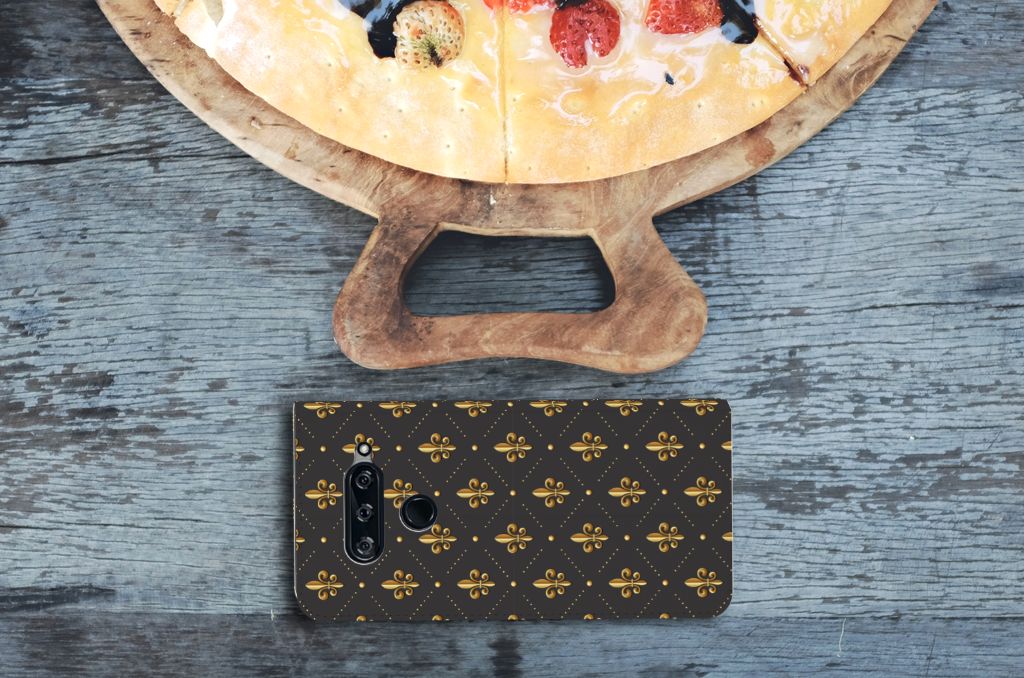 LG V40 Thinq Hoesje met Magneet Franse Lelie