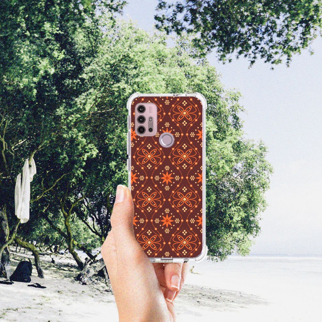 Motorola Moto G30 | G20 | G10 Doorzichtige Silicone Hoesje Batik Brown B2C Telecom