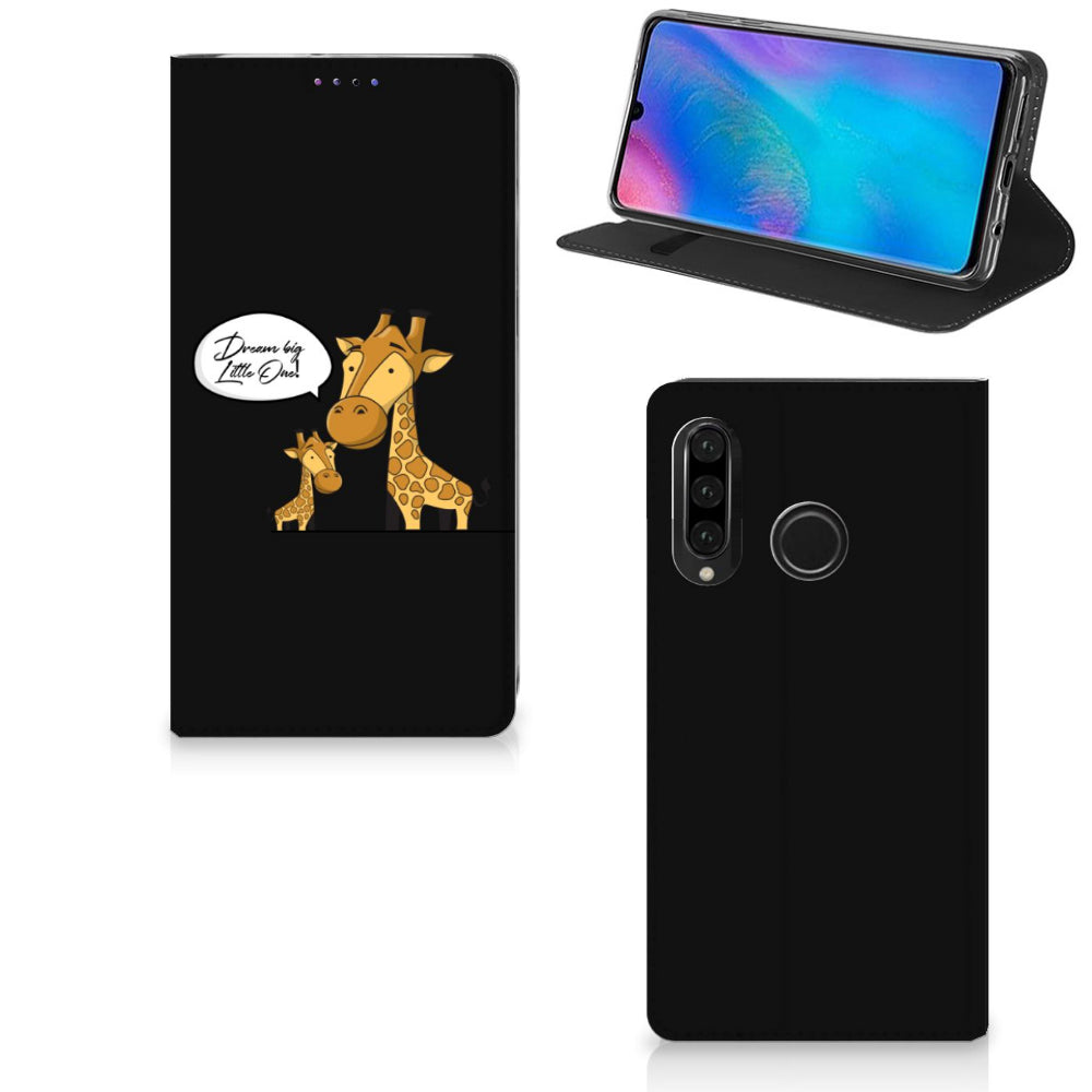 Huawei P30 Lite New Edition Magnet Case Giraffe
