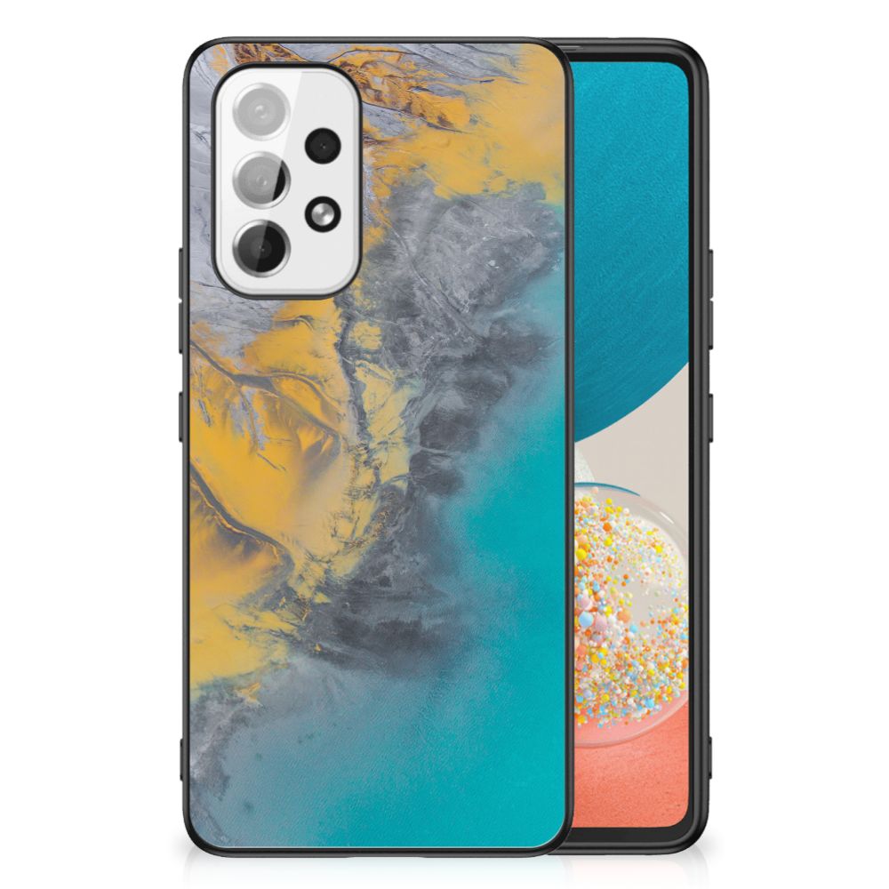 Samsung Galaxy A53 Marmeren Print Telefoonhoesje Marble Blue Gold