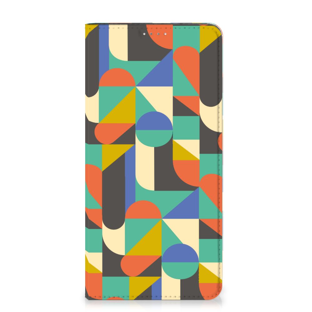 Samsung Galaxy A14 5G Hoesje met Magneet Funky Retro met kleurrijk geometrisch patroon.