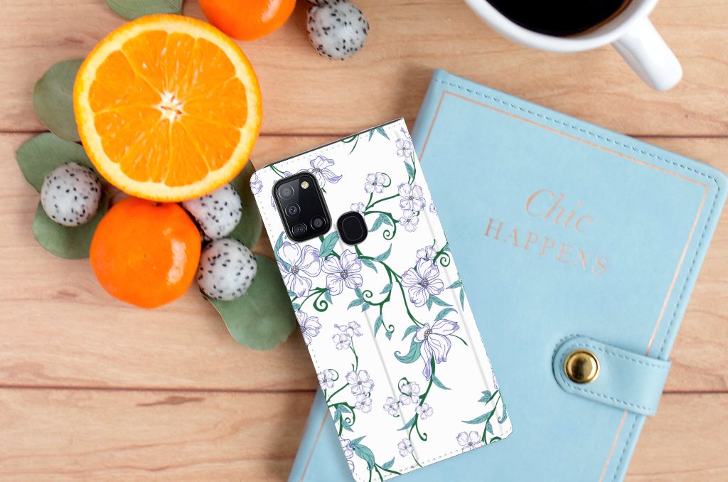 Samsung Galaxy A21s Uniek Smart Cover Blossom White - B2C Telecom