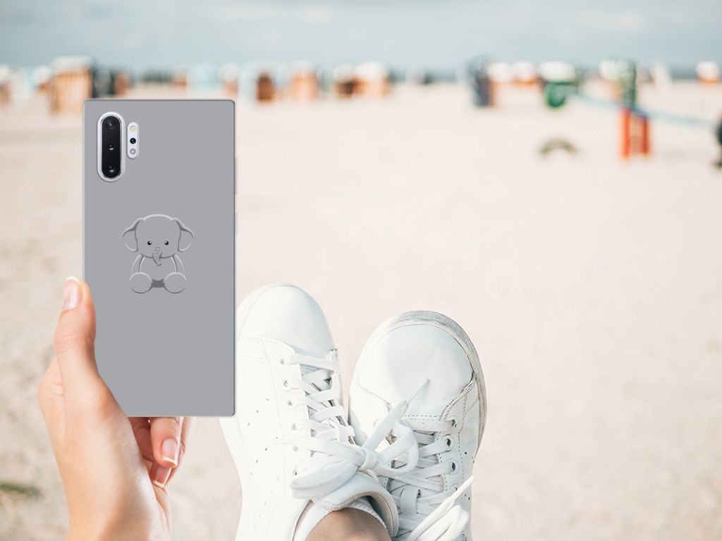 Samsung Galaxy Note 10 Plus Telefoonhoesje met Naam Grijs Baby Olifant