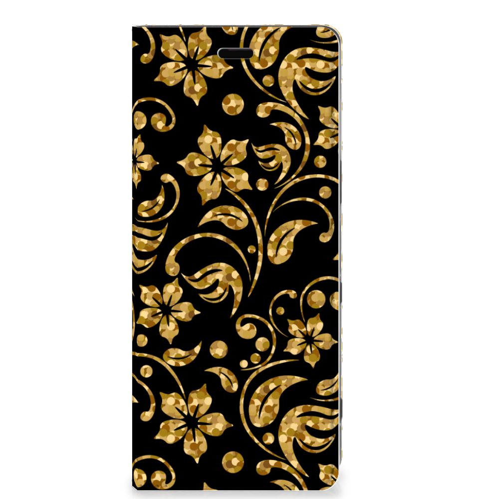Sony Xperia 5 Smart Cover Gouden Bloemen - B2C Telecom