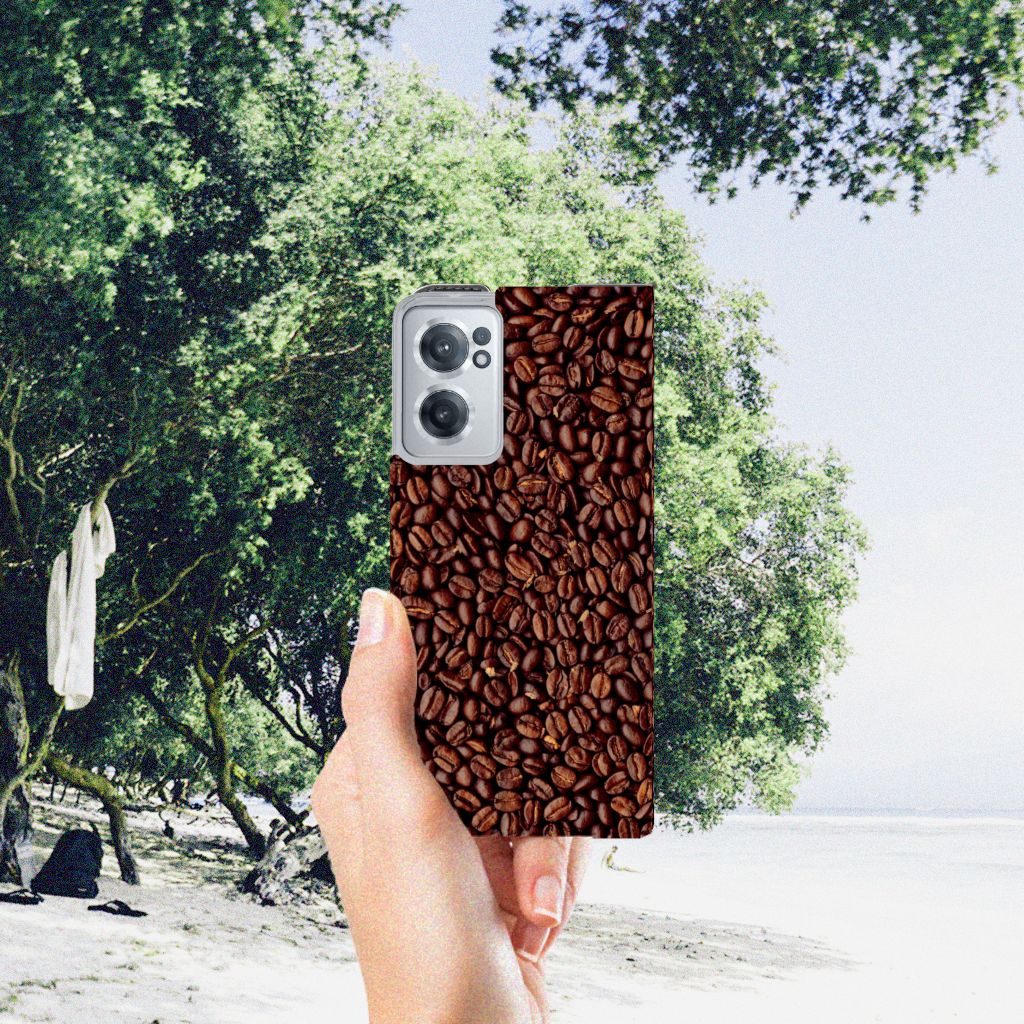 OnePlus Nord CE 2 5G Flip Style Cover Koffiebonen - B2C Telecom