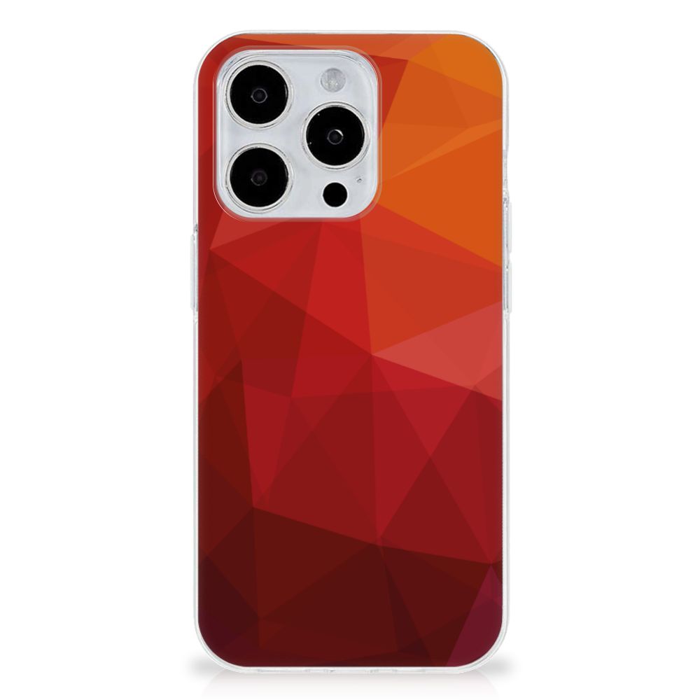 TPU Hoesje voor iPhone 15 Pro Max Polygon Red met abstracte vormen in rode tinten.