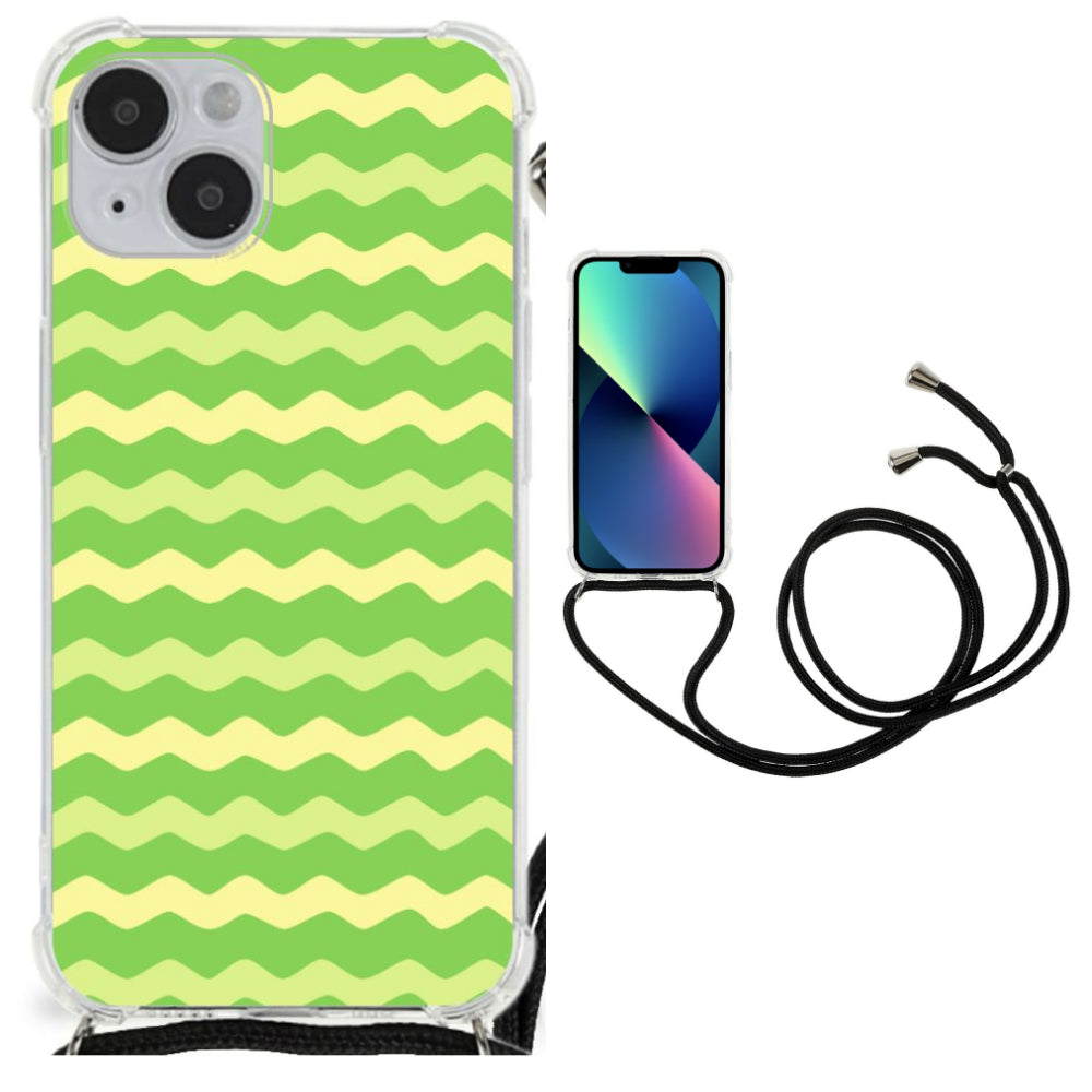 iPhone 14 Plus Doorzichtige Silicone Hoesje Waves Green