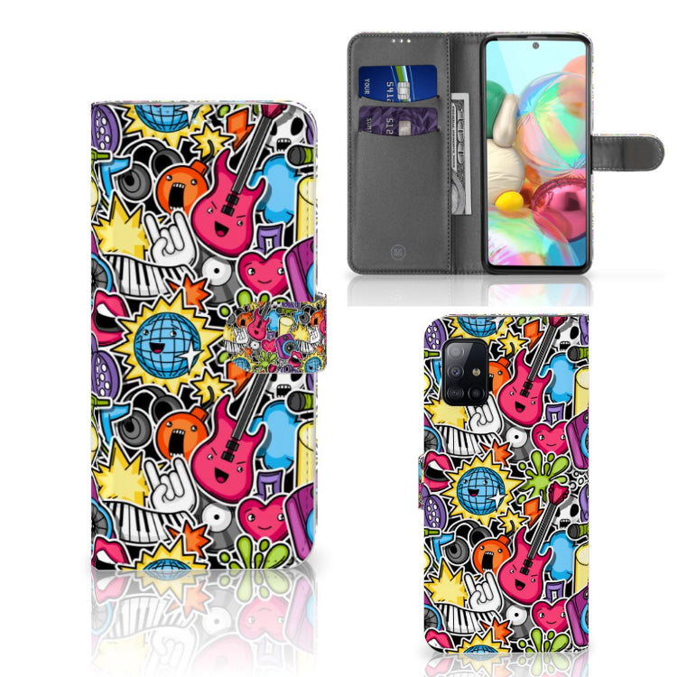 Samsung Galaxy A71 Wallet Case met Pasjes Punk Rock
