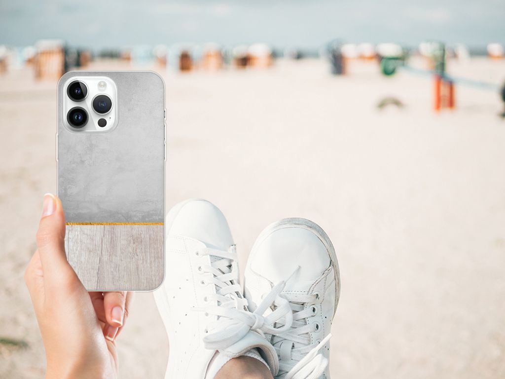 iPhone 14 Pro Max Bumper Hoesje Wood Concrete B2C Telecom