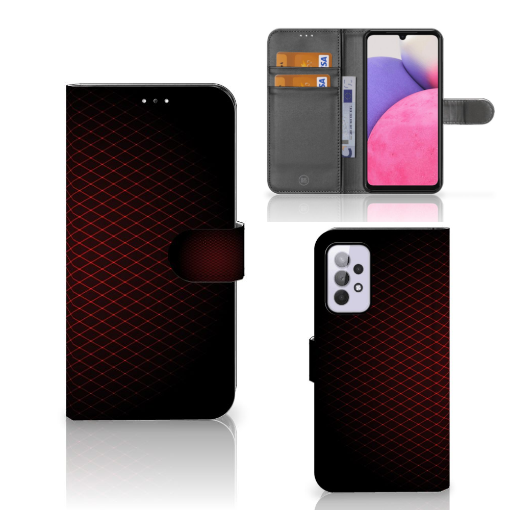 Samsung Galaxy A33 5G Telefoon Hoesje Geruit Rood met ruimte voor 3 pasjes en minimalistisch design