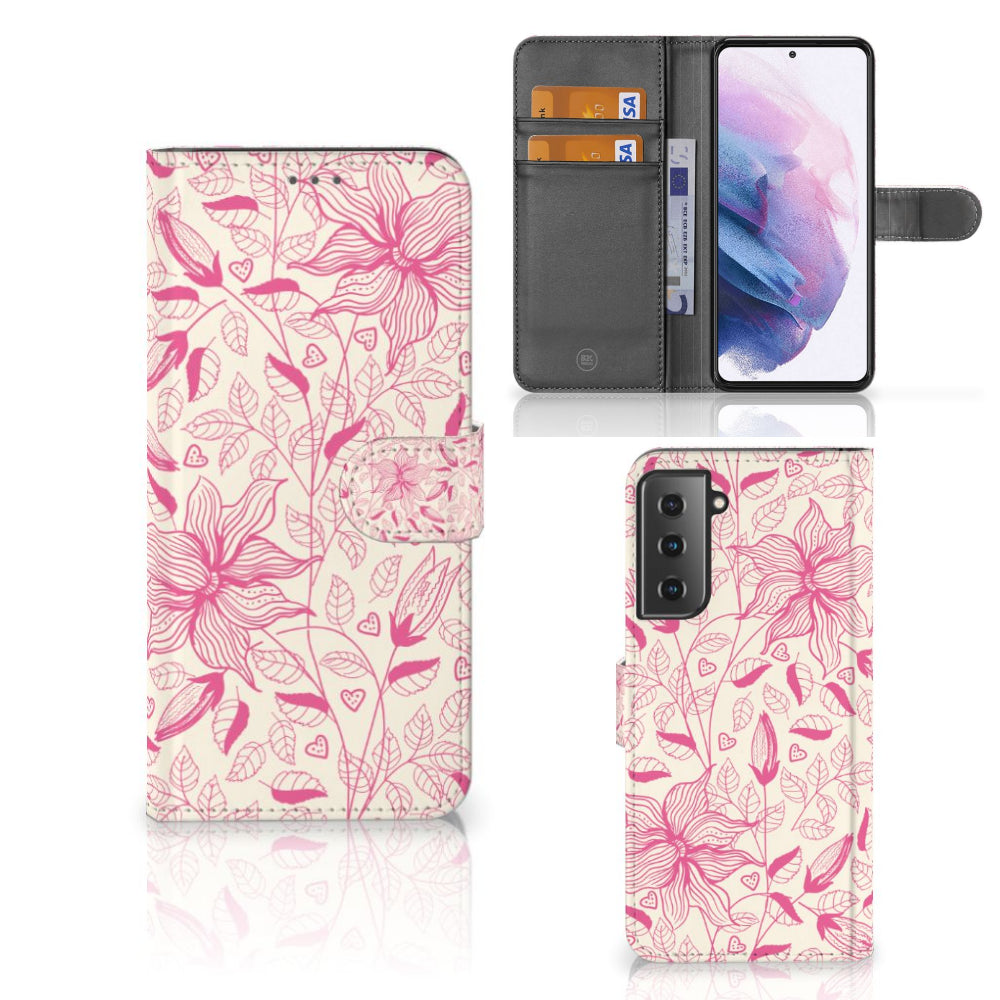 Samsung Galaxy S21 Plus Hoesje Pink Flowers