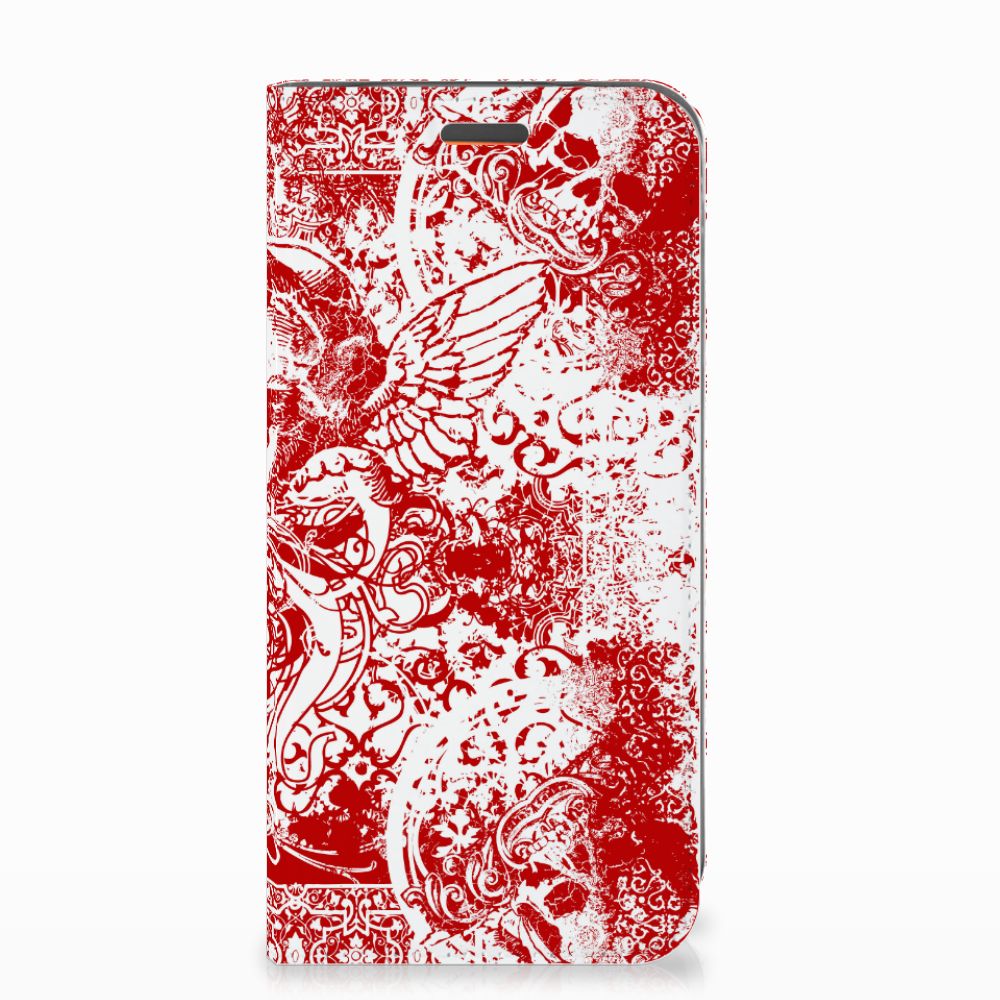 Mobiel BookCase Motorola Moto E5 Play Angel Skull Rood