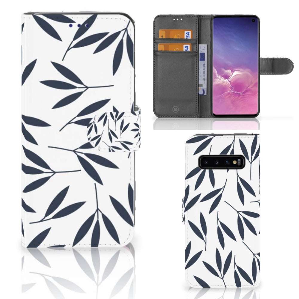 Samsung Galaxy S10 Hoesje Leaves Blue