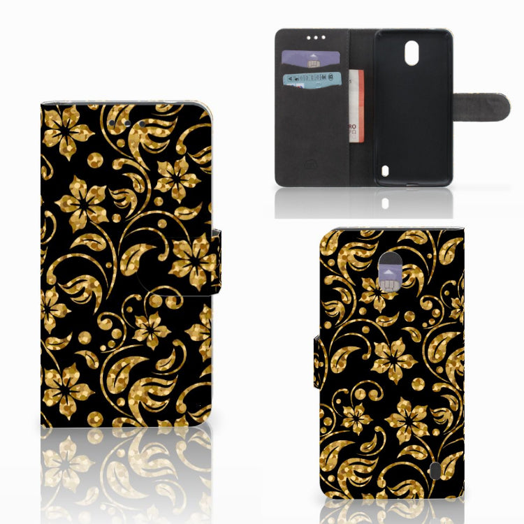 Nokia 2 Hoesje Gouden Bloemen