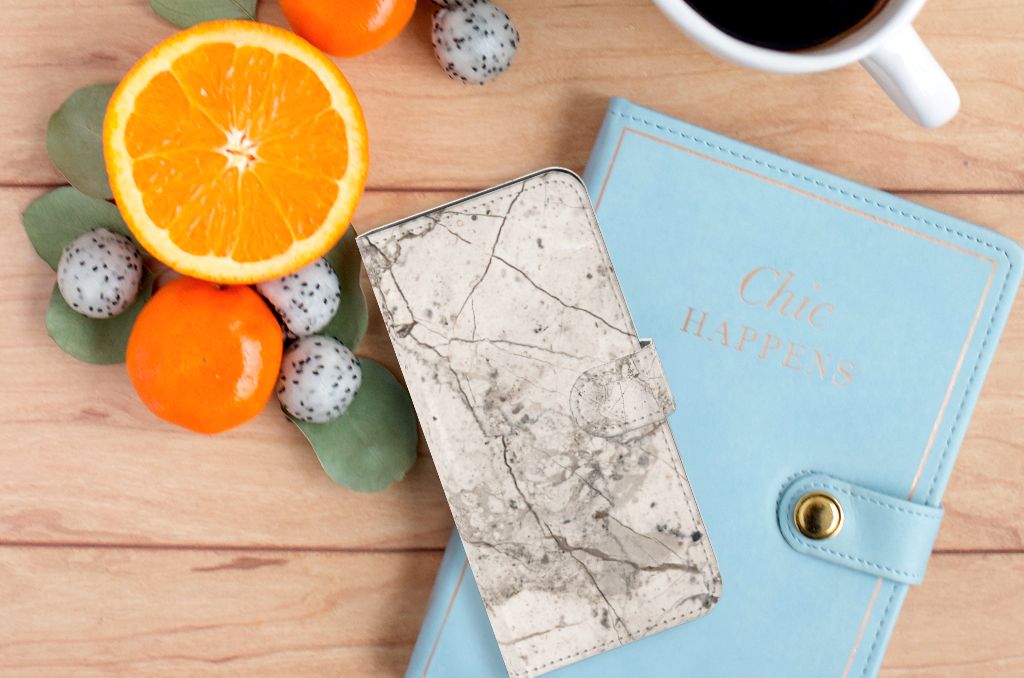 OPPO A15 Bookcase Marmer Beige