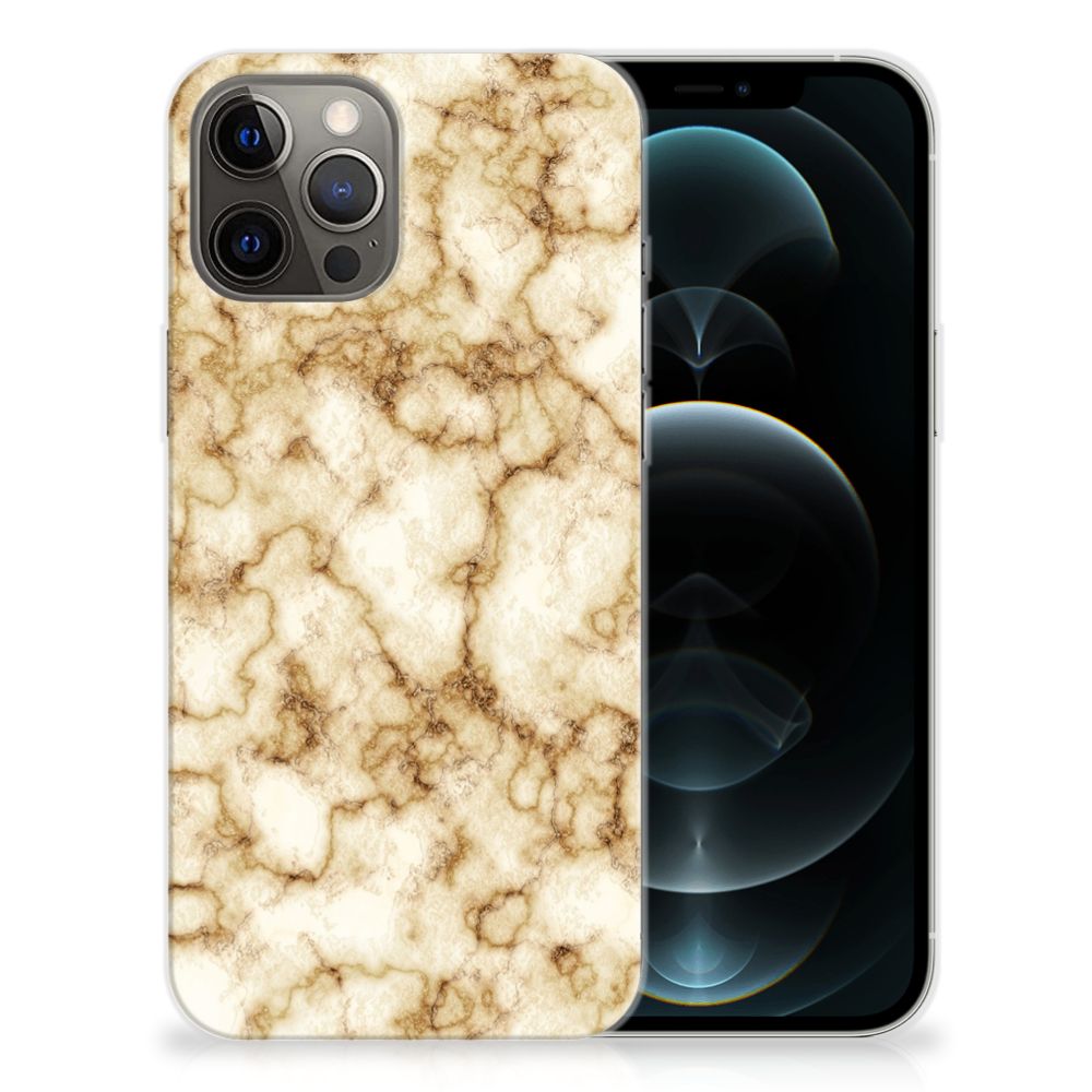iPhone 12 Pro Max TPU Siliconen Hoesje Marmer Goud B2C Telecom