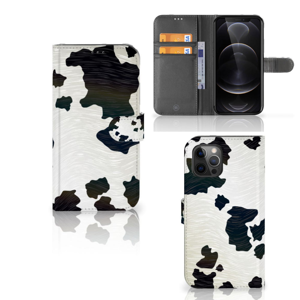 Apple iPhone 12 Pro Max Telefoonhoesje met Pasjes Koeienvlekken