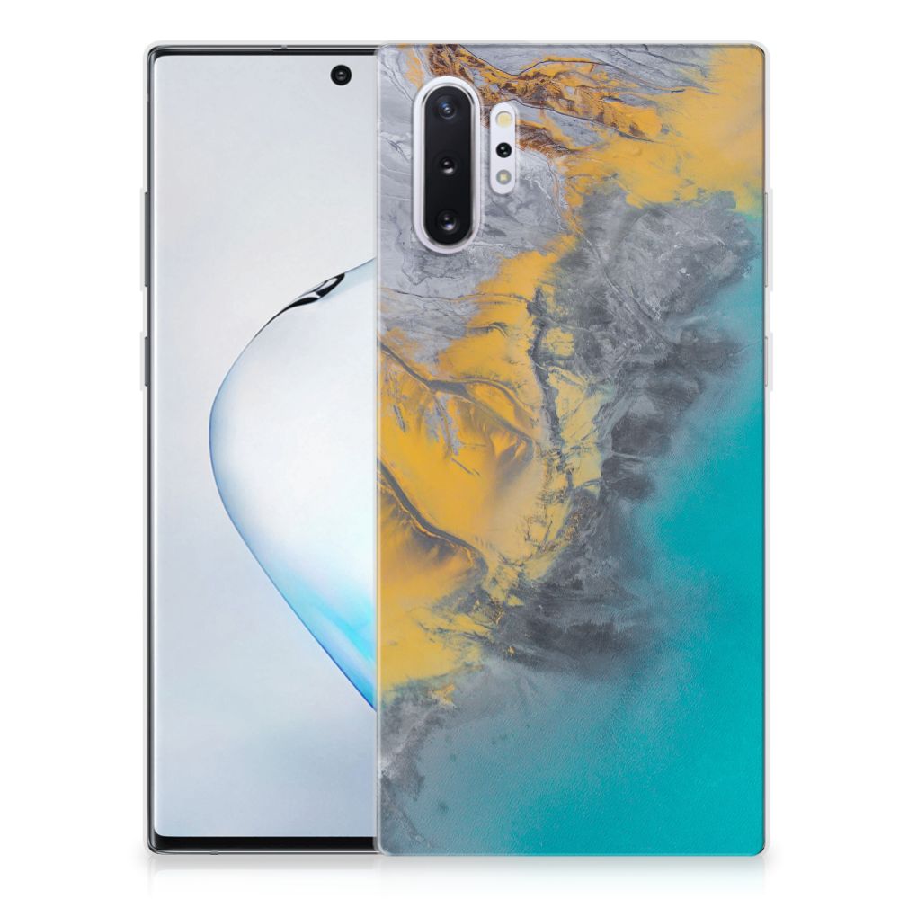 Samsung Galaxy Note 10 Plus TPU Siliconen Hoesje Marble Blue Gold