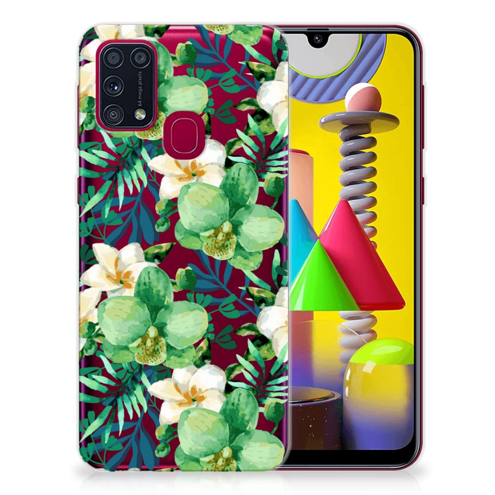 Samsung Galaxy M31 TPU Case Orchidee Groen B2C Telecom