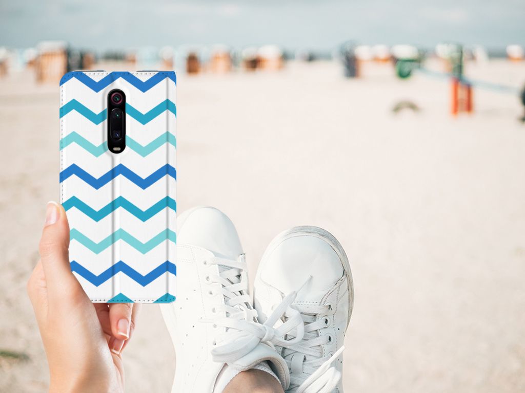 Xiaomi Mi 9T Pro Hoesje met Magneet Zigzag Blauw - B2C Telecom