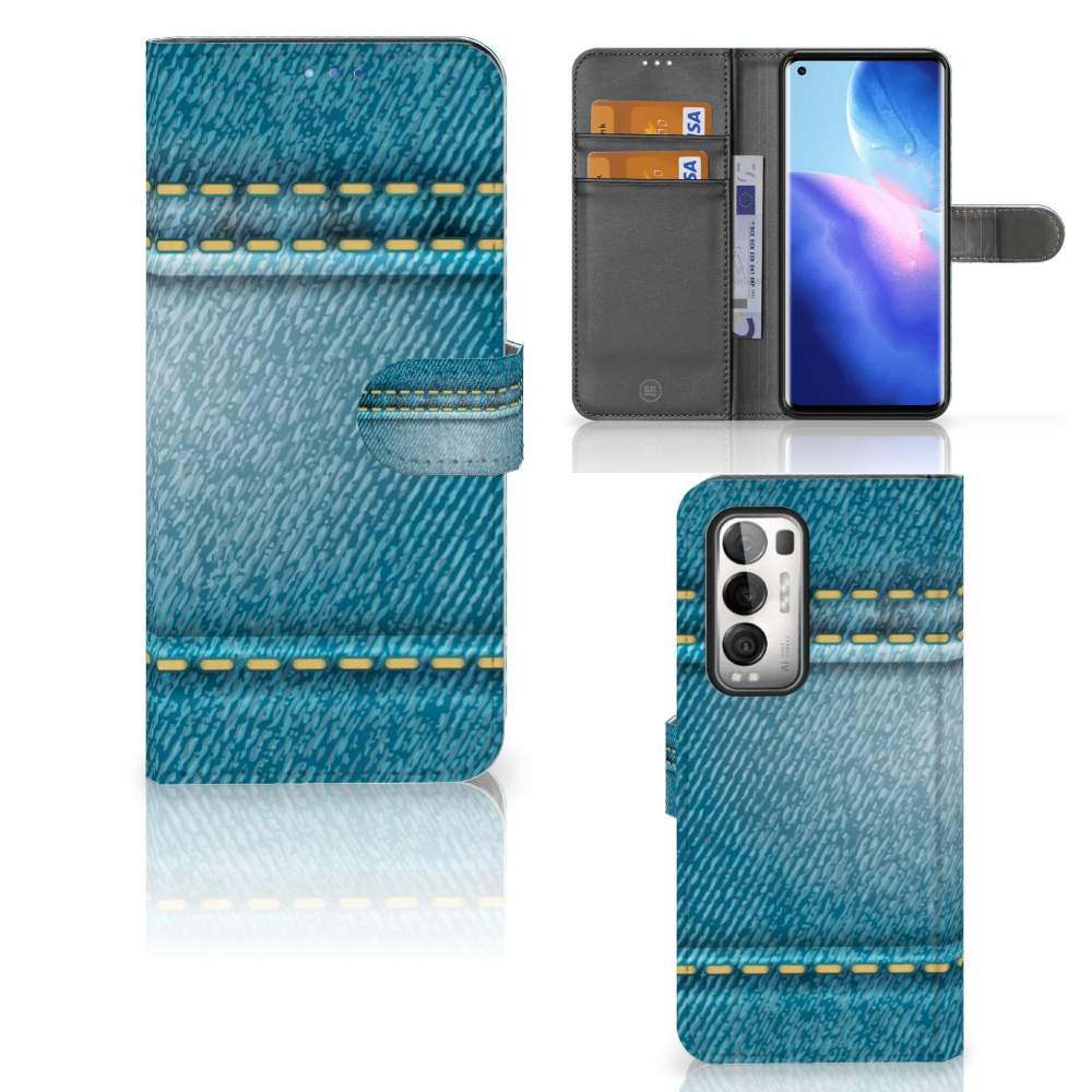 OPPO Find X3 Neo 5G Wallet Case met Pasjes Jeans