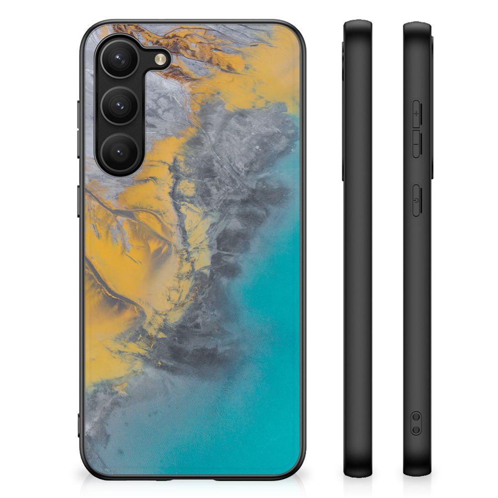 Samsung Galaxy S23 Plus Marmeren Print Telefoonhoesje Marble Blue Gold