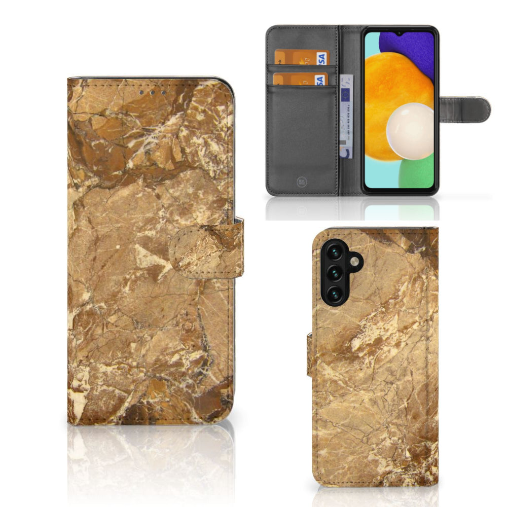 Samsung Galaxy A04s | Samsung Galaxy A13 5G Bookcase Marmer Creme met pasjes en luxe marmer design