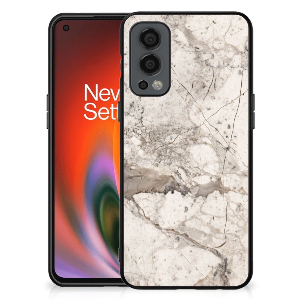 OnePlus Nord 2 Marmeren Print Telefoonhoesje Marmer Beige