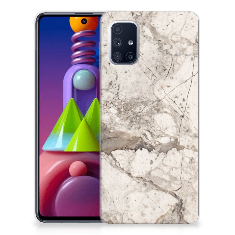 Samsung Galaxy M51 TPU Siliconen Hoesje Marmer Beige B2C Telecom