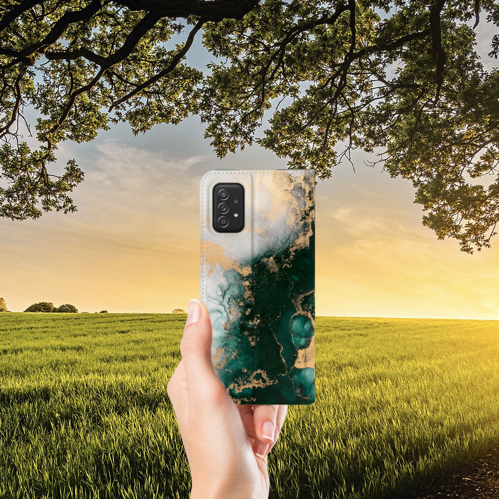 Standcase voor Samsung Galaxy A03s Marmer Groen - B2C Telecom