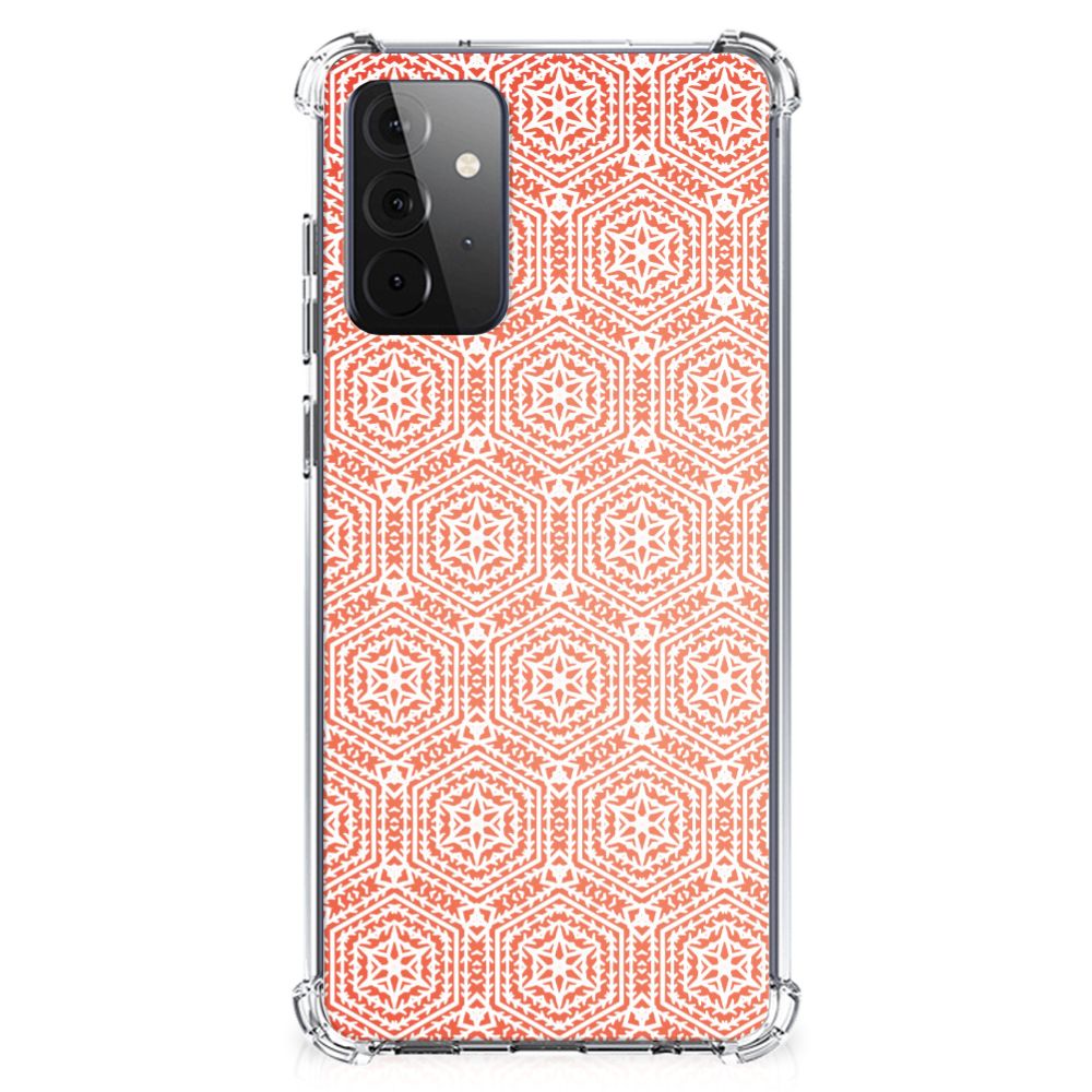 Samsung Galaxy A72 4G/5G Doorzichtige Silicone Hoesje Pattern Orange