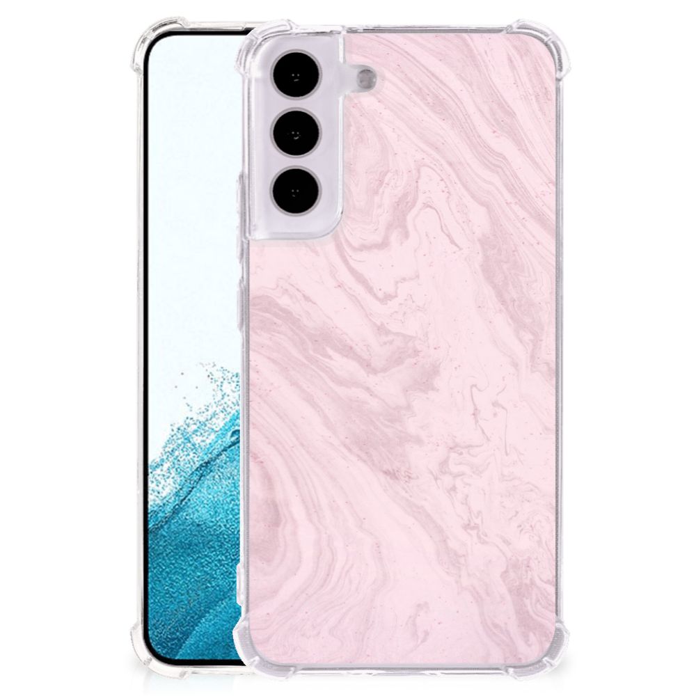 Samsung Galaxy S22 Anti-Shock Hoesje Marble Pink - Origineel Cadeau Vriendin