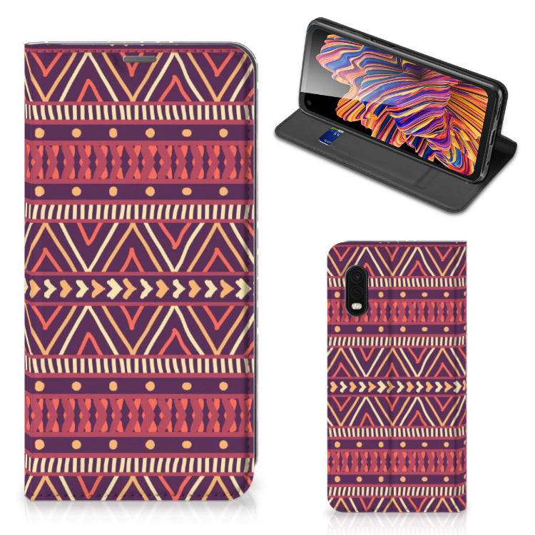 Samsung Xcover Pro Hoesje met Magneet Aztec Paars