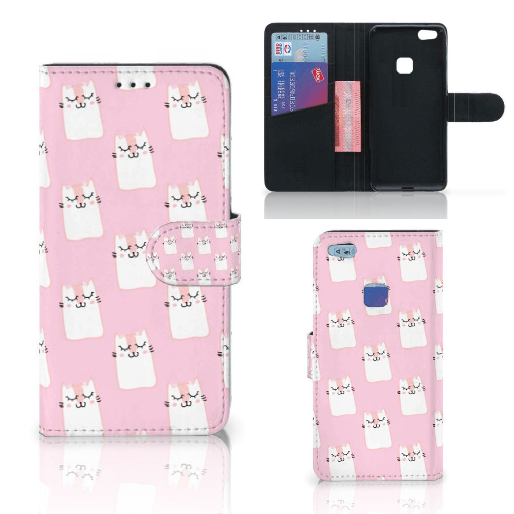 Huawei P10 Lite Telefoonhoesje met Pasjes Sleeping Cats