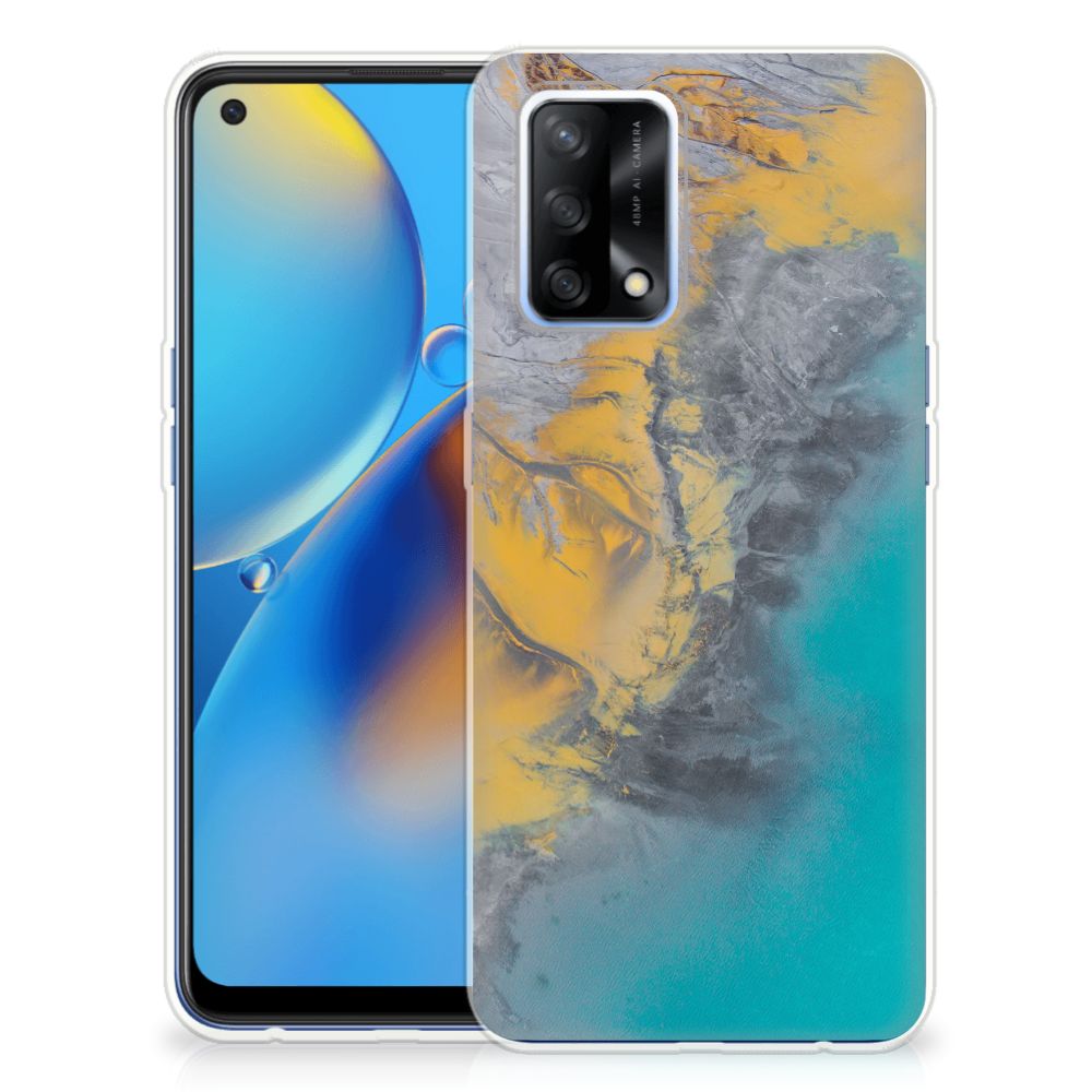 OPPO A74 4G TPU Siliconen Hoesje Marble Blue Gold B2C Telecom