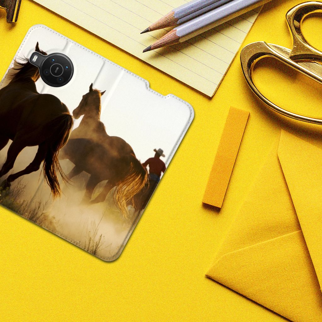 Nokia X20 | X10 Hoesje maken Design Cowboy met paardenprint op een stijlvolle smartphonehoes