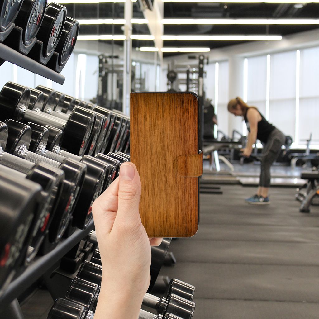 Motorola Moto G72 Book Style Case Donker Hout