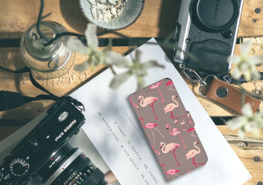 Samsung Galaxy A20s Telefoonhoesje met Pasjes Flamingo