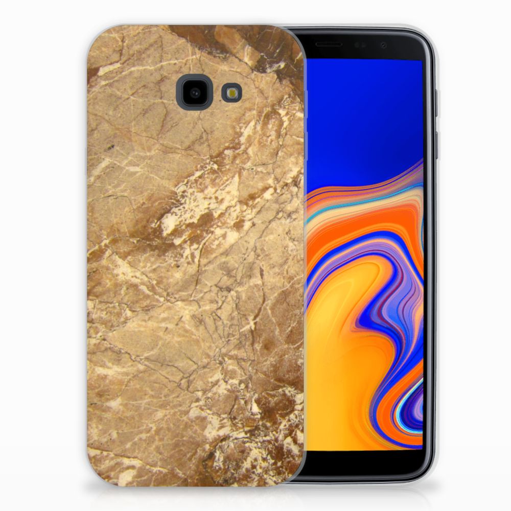 Samsung Galaxy J4 Plus (2018) TPU Siliconen Hoesje Marmer Creme