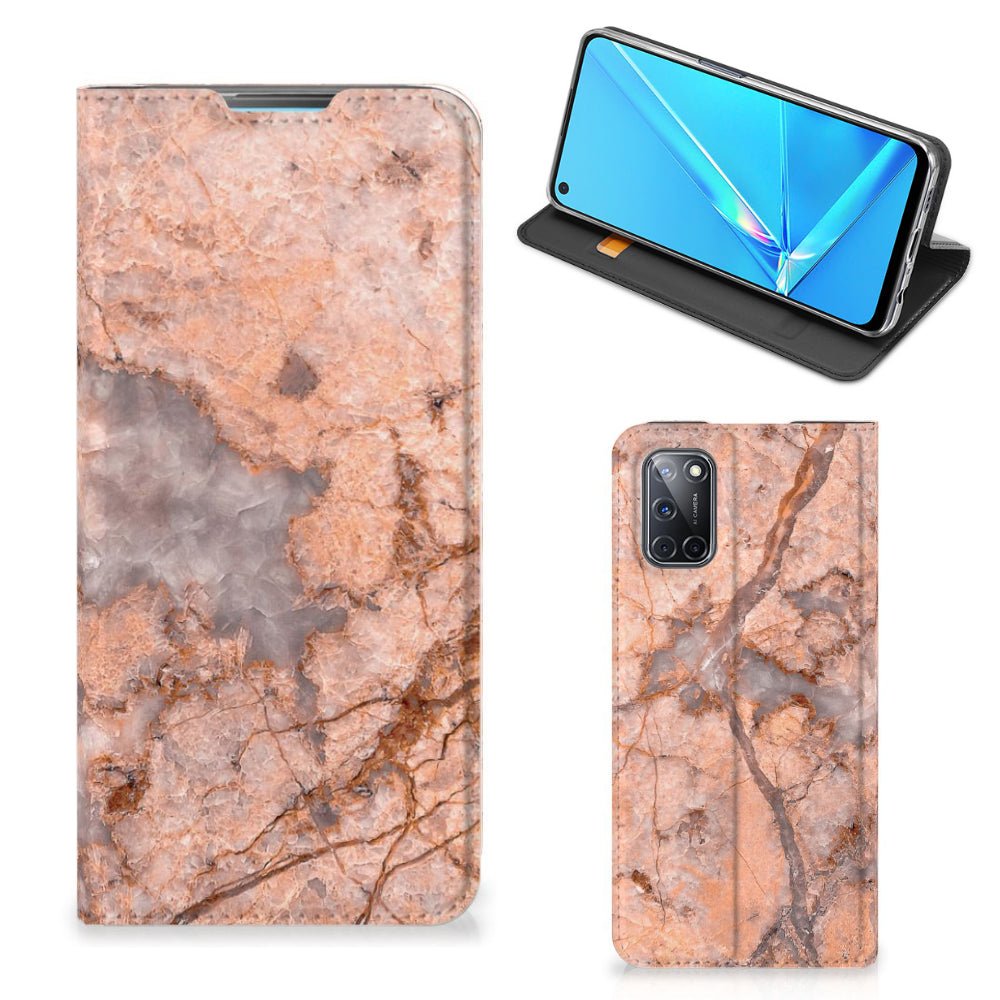 OPPO A52 | A72 Standcase Marmer Oranje