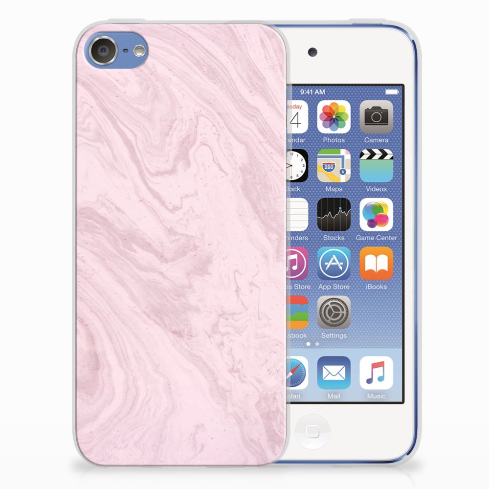Apple iPod Touch 5 | 6 TPU Siliconen Hoesje Marble Pink - Origineel Cadeau Vriendin
