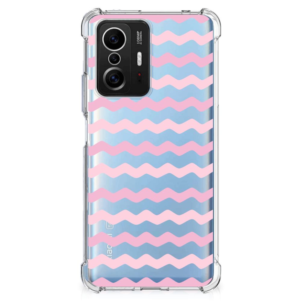 Xiaomi 11T | 11T Pro Doorzichtige Silicone Hoesje Waves Roze