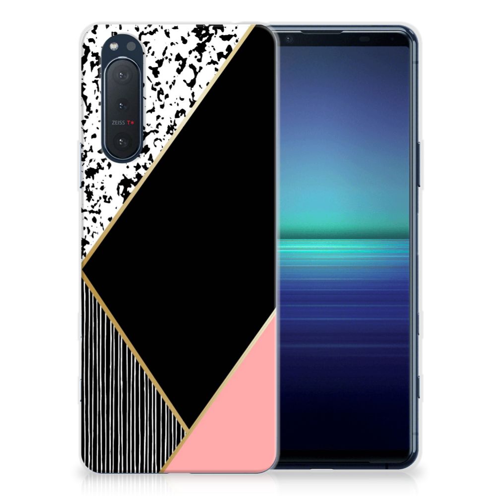 Sony Xperia 5II TPU Hoesje Zwart Roze Vormen B2C Telecom