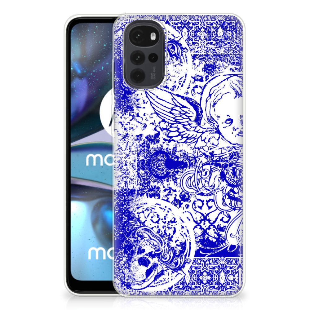 Silicone Back Case Motorola Moto G22 Angel Skull Blauw B2C Telecom