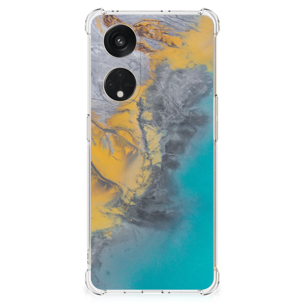 OPPO A98 Anti-Shock Hoesje Marble Blue Gold