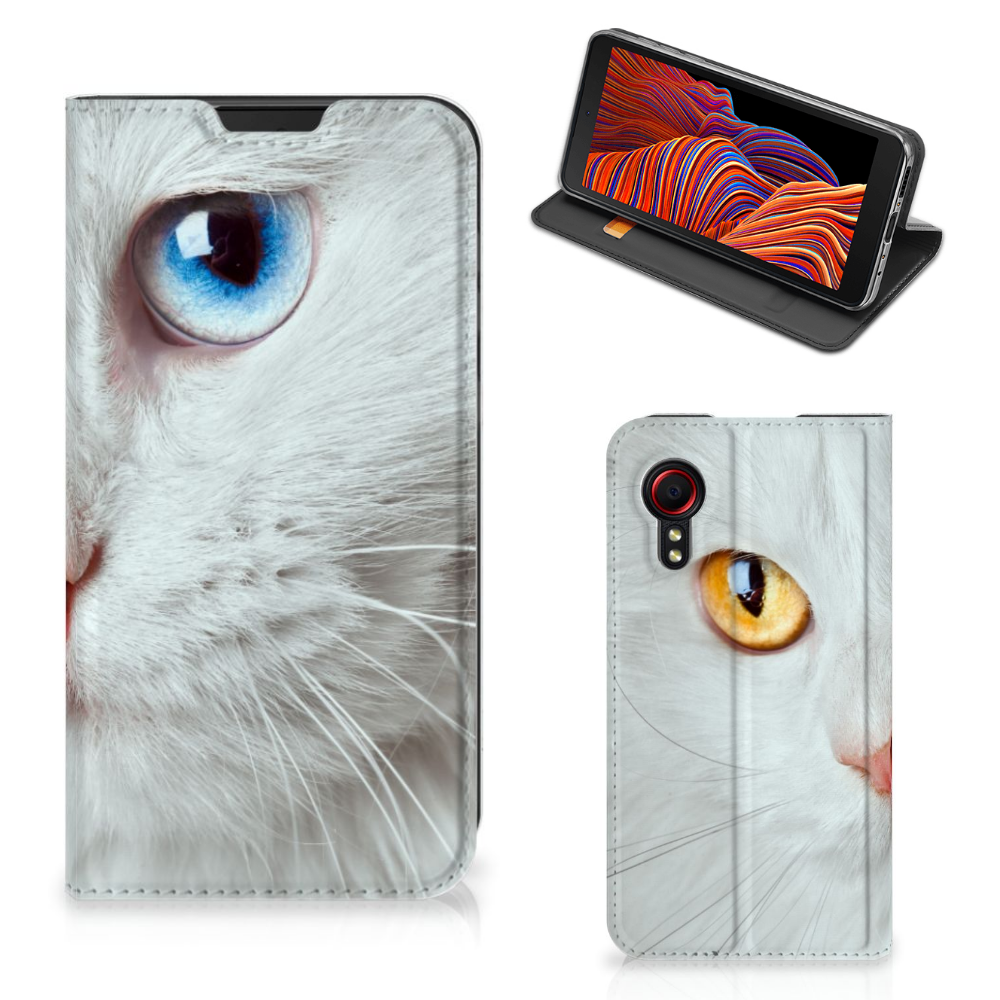 Samsung Galaxy Xcover 5 Hoesje maken Witte Kat - B2C Telecom
