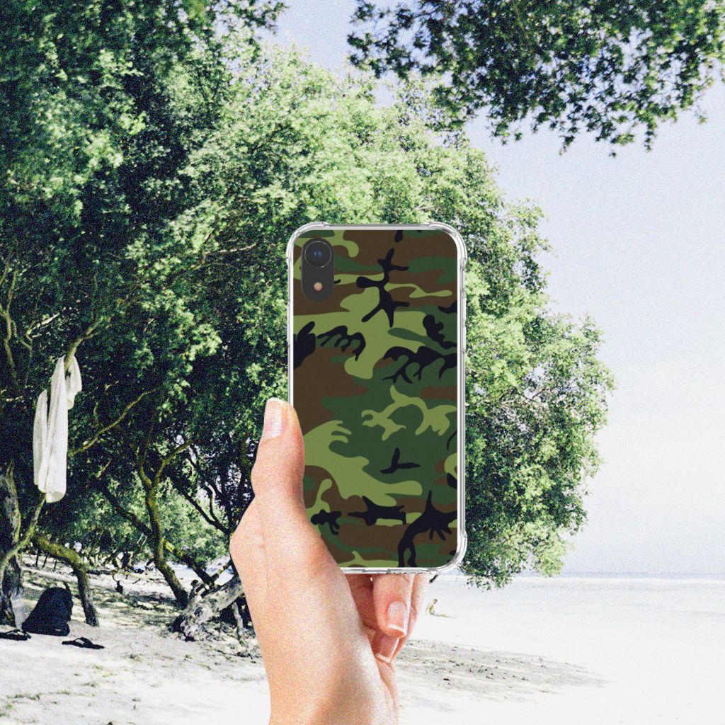 Apple iPhone Xr Doorzichtige Silicone Hoesje Army Dark