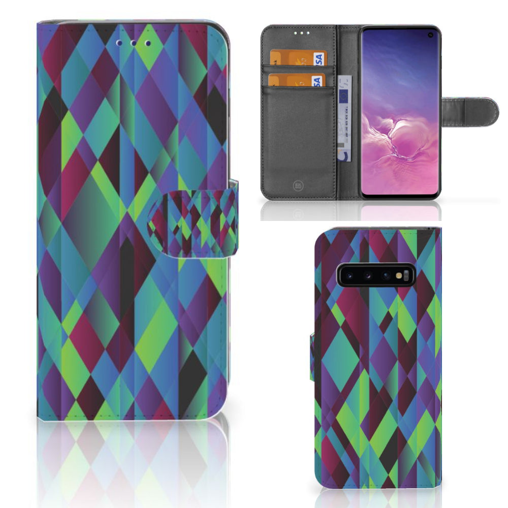Samsung Galaxy S10 Book Case Abstract Green Blue